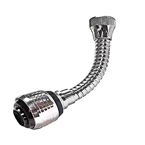 Preisvergleich Produktbild display08 Flexibler 360 Grad drehbarer Spüle Edelstahl Küchenarmatur Sprüher Verlängerung Wassersparer Kinder Handwaschbecken Griff Verlängerung Wasserhahn Aufsatz mit Adapter silber