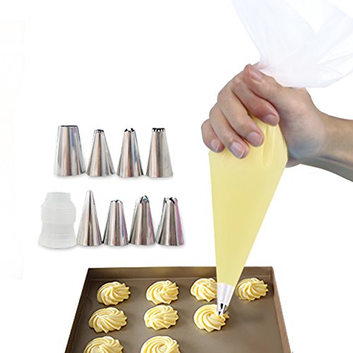 38 Spritztüllen Set Rainbrace, ink. 32 Stücke Garniertülle, 2 Spritzbeutel, 2 Blumennägeln und 2 Kunststoff Kupplungen für Gebäck, Keksen, Kuchen und Torten Deko - 5