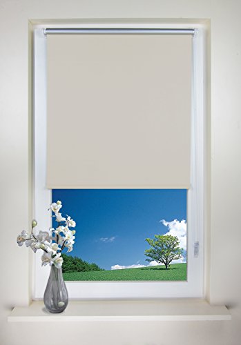Rapid Teck® Klemmfix Thermo Verdunkelungsrollo 100cm x 150cm beige Verdunklungsrollo Seitenzug Klemmrollo + Kindersicherung - 2