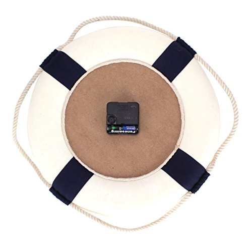 YESURPRISE Wanduhr Deko Rettungsring Wanduhr 35cm Durchmesser blau-weiss - 4