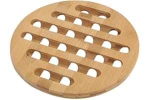 Galvog® Bamboo Trivet Mat/Stands | Assorted Hot Dishes/Pot/Bowl/Teapot/Plate Holders | Protector Pads for Kitchen Work Top, Table & Countertop (Round)