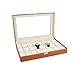 Produktbild Uhrenbox Uhrenkoffer Herren Frauen Uhrenkasten für 24 Uhren Uhrenschatulle aus Kunstleder Uhrenvitrine in Gelb (innen) + Braun (außen)