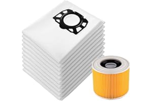 Awinker 12 Staubsaugerbeutel und 1 Filter für Kärcher KFI 357, WD2, WD 2 Plus, WD 3, KWD 1-3, SE 4001, SE 4002 Staubsauger Ersatzteile 2.863-314.0 (13)