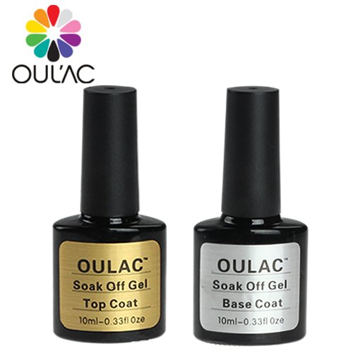 OULAC UV LED NAIL SHELLAC GEL POLISH BASE TOP COAT 10ML