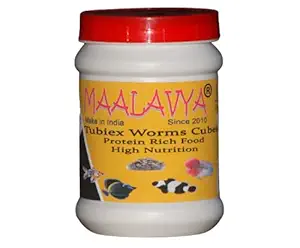 Maalavya Tubiex Worms Cubes ( Protein Rich Fish Feed ) ( High Nutrition Food ) 50 Grams