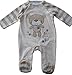0-3 months - Baby Boys Girls Unisex Cute Cream and Brown Little Bear Velour Sleepsuit Onesie