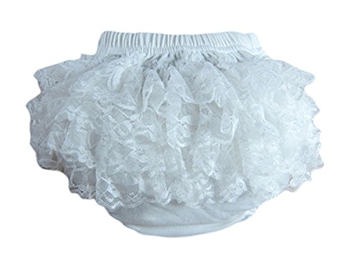 BuyHere Baby Girl's Cotton Lace Ruffle Underpants,White,Medium Size