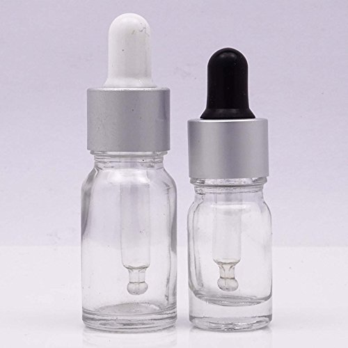 MT Bottles & Jars 12 Stück x Leer Klarglas Augentropfflasche Aromatherapie Großhandel Ätherische Öl Pipette Tropfflaschen mit Silberkuppe