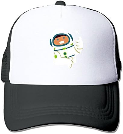 YUYUTZA Polar Bear in Astronaut Helmet Printing Unisex Adult Vintage Mesh Trucker Caps Snapback Meshback Caps Adjustable Black