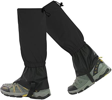 Leg Gaiters for Women and Man ,Crayfomo ,Outdoor Waterproof Breathable Snow Leg Cover for Hiking Walking ,Climbing ,Skiing (black,1 Pair)