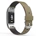 Produktbild MoKo Fitbit Charge 2 Armband - Klassisches Echt Leder Uhrenarmband Lederarmband Erstatzband Uhr Band Watchband mit Metallschließe für Fitbit Charge 2 Armband Zur Herzfrequenz und Fitnessaufzeichnung, Hell Braun