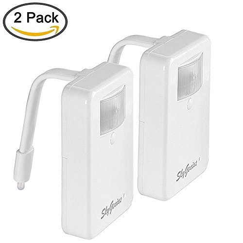 2 x LED Toilette WC Nachtlicht Lampe mit Bewegungssensor, Batteriebetriebenes Toilettenbeleuchtung Toiletten Licht Lamp WandleuchterBeleuchtung für Kinder Badezimmer Potty Training Dekorativen Witz Geschenk(16 Farben, Mit 3 Stück Batterien)