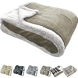 JEMIDI Lammfell Optik Kuscheldecke Sherpa 220 x 180cm ca. 1700g Wohndecke Sofadecke XL XXL Felldecke Kuschel Decke Tagesdecke Lammfelldecke (Grau 220cm x 180cm)