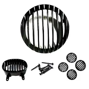 Ramanta Complete Grill Set of Headlight, Indicator & Taillight for Bajaj Avenger 150 CC (Plastic Black, Set of 6)