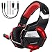 Produktbild NHSM Gaming Headset PC 3.5mm LED Kopfhörer mit Mikrofon Surround Sound Lautstärkeregelung Mac Windows PS4 Xbox One Laptop Tablet Mobile Phones Schwarz/Rot