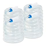 Relaxdays Jerrycan pliable ovale lot de 4 pour camping, festival, vacance jerricane alimentaire bidon à eau 15L sans BPA