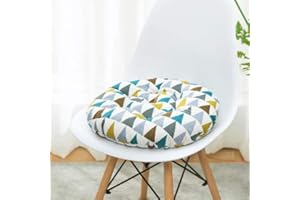 Nicole Knupfer 2er Set Rund Stuhlkissen, Auflage Sitzauflage Baumwolle und Leinen Sitzkissen für Indoor und Outdoor (E,Durchmesser 45 cm)