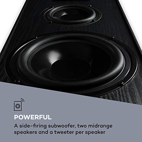 Auna Line E 1005 – Altoparlante A Torre Hi-Fi A 3 Vie, 700W, Subwoofer E Tweeter, Bass Reflex, Cover Rimovibile, Finitura Effetto Legno