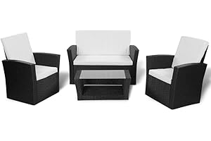 vidaXL Gartensofa 10-TLG. Poly Rattan Gartengarnitur Sitzgruppe Gartenmöbel