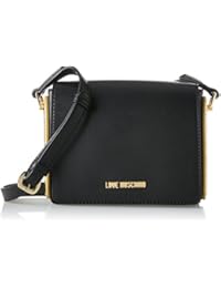 Love Moschino - Borsa Calf Pu Nero+tpu Oro, Bolsos baguette Mujer, Gold (Black Pu-gold), 15x17x6 cm (B x H T)