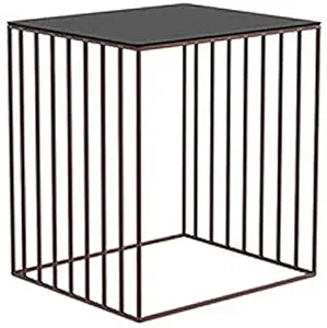 INDIAN DECOR 45415 Square Table Sofa Tall Side End Table Metal Construction for Small Space Night Stand Coffee Table Storage Shelf Accent Furniture with Metal Frame Modern Lifestyle (Color : Black)