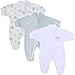 BabyPrem Premature Early Baby Clothes Pack of 3 Sleepsuits / Babygros 0 - 7.5lb BLUE TEDDY PREM 3