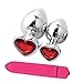 Produktbild 2 herzförmige Analplugs + 1 rosaroter Silikonvibrator,Xmansky Schmuck Basis Anal Plug Dildo Vibrator Erwachsene Geschlechts spielwaren Prostata massager