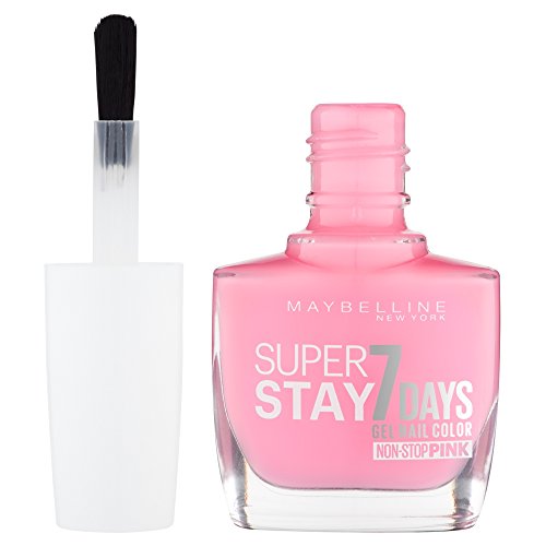 Maybelline New York Make-Up Superstay Nailpolish Forever Strong 7 Days Finish Gel Nagellack Flushed Pink / Non-Stop Pink Farblack mit ultra starkem Halt ohne UV Lampe in intensivem Rosa, 1 x 10 ml - 2