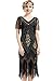Produktbild ArtiDeco 1920s Kleid Damen Flapper Kleid mit Kurzem Ärmel Gatsby Motto Party Damen Kostüm Kleid (Schwarz Gold, XL)