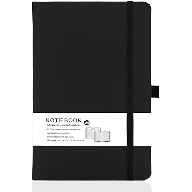 A5 Hardcover Notebook - 8.3x5.7 Inch Grid Journal With PU Leather Cover, 200 Pages