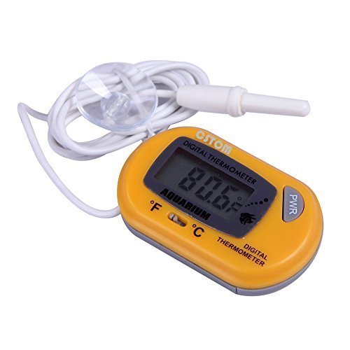 CSTOM® (Yellow) Digital Aquarium Thermometer Fish Tank Water Terrarium Probe Temperature 600010