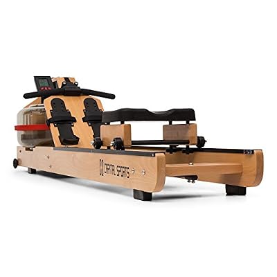 Capital Sports stoksman rameur à eau 120cm pour entraînement fitness, musculation ou cardio-training - 8 niveaux de résistance - ecran lcd - bois d´ hêtre clair