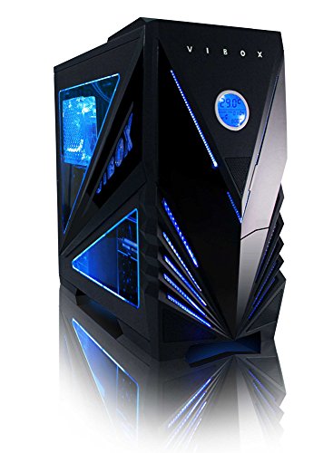 VIBOX Sirius 43 Gaming PC – 4,2GHz AMD 8-Core Prozessor, GTX 1080, leistungsfähig, Wassergekühlter Desktop Gamer Computer mit Spielgutschein, Windows 10, Blau Innenbeleuchtung, lebenslange Garantie* (3,3GHz (4,2GHz Turbo) Superschneller AMD FX 8300 Octa-Core Prozessor CPU, Nvidia GeForce GTX 1080 8GB Grafikkarte, 32GB Team Elite 1600MHz RAM, 1TB HDD Festplatte, Thermaltake CPU Wasserkühler, 600W 85+ Netzteil, Vibox blaues Gehäuse, AM3+ Mainboard) - 3
