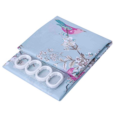 Alicemall Duschvorhang Bad Wasserdicht Anti-Schimmel Vorhang Blau 180cmx180cm (Vögel und Blumen) - 9