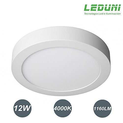 Leduni® - Plafonnier rond LED en aluminium (12 W, 1160 lm, 180°, IP20, 170 x 40 mm) 1 pièce Lumère blanc neutre 6000 K