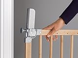 Geprüftes Türschutzgitter Treppenschutzgitter aus Massivholz. Breite 75,6 – 110,4 cm. Schwenkbares Kindersicherheitsgitter mit Einhand-Sicherheitsverschluss. TÜV / GS geprüft. Entspricht EN:1930:2011. - 3