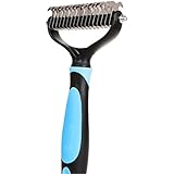 ASCHOEN Hundebürste Katzenbürste Fellpflege Kamm für Hunde Metall Haustier Pflege Kamm Rostfreier Stahl Kamm Blau