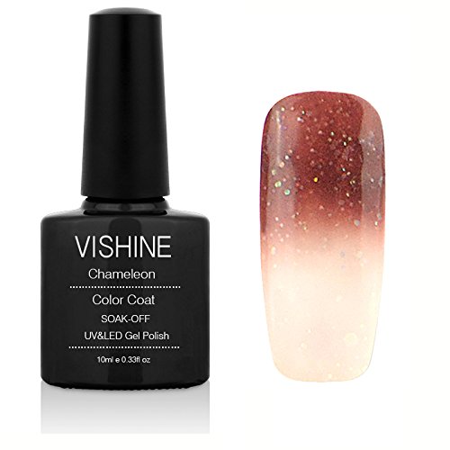 Vishine Shellac UV LED Gel auflösbarer Nagellack 10ml Farbwechsel Thermo Gel Gellack Braun - weiß Nagelgel Farbgel Farblack (9041)