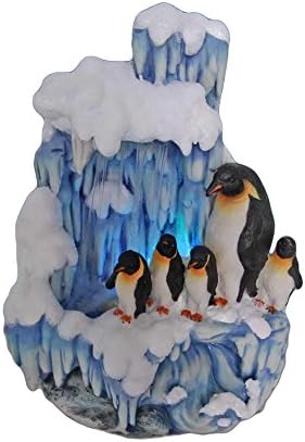 SINTECHNO SNF12076-2 Aristic Sculptural Penguin Family on Iceberg Tabletop Water Fountain