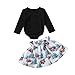 Produktbild HWTOP Tops + Trägerkleid Kleinkind Kleinkind Baby Mädchen Schönes Kleid Weihnachten Strampler Strap Rock Outfits Kleidung Set (18-24 Monate/95-100CM, Schwarz)