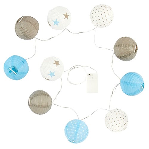 Lichterkette 10 Kugeln LED Taupe und Blau