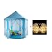 Produktbild Outdoor Indoor Princess Castle Spielzelte , Shayson Großes Schauspielhaus für Kinder mit warmem weichem Decke Lächeln Zelt-Licht, 40 Kleinen Stern-Lichter, 6 Middle Hang Stern LED-Licht, 6 Large Hang Stern LED-Licht für Festival-Fee-Prinzessin Schloss Zelt, neuesten Entwurf, Extra großes Zimmer (Blaues Zelt + 100 Licht)
