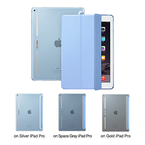 iPad Pro 12.9 (2015 Moell) Hülle, ESR® Auto Schlaf/Aufwachenen Funktion PU Ledertasche mit Translucent Rücken Abdeckung (Silikon Rahmen + Hart PC Zurück) mit Kühlloch Schutzhülle für iPad Pro 12.9 (Blau) - 2