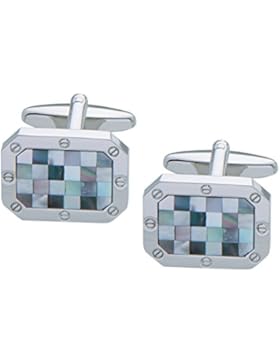 Code Red - Herren-Manschettenknöpfe mit Schrauben-Design und Perlen-Mosaikmuster