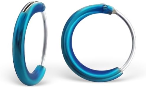 Funky Sterling Silver Colourful Hoop Pierced Earrings - Each Set Comes with FREE Gift Pouch Available in Pink, Blue & Purple