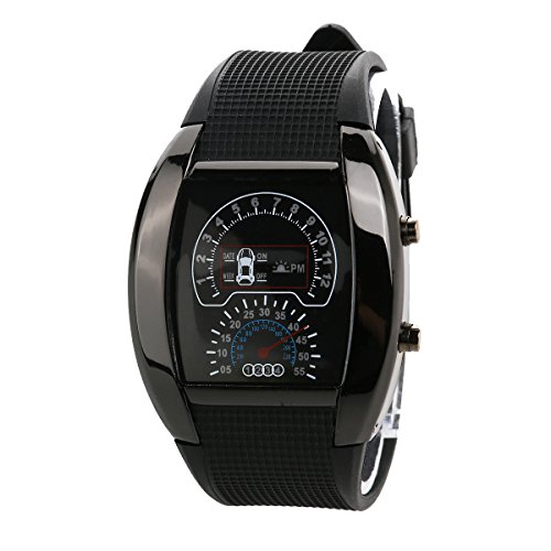 Pixnor Cool Auto Dashboard Design Dial wasserdichte Unisex blau Licht LED Sport Armbanduhr mit Datum/Woche (schwarz) Pixnor Cool Auto Dashboard Design Dial wasserdichte Unisex blau Licht LED Sport Armbanduhr mit Datum/Woche (schwarz)