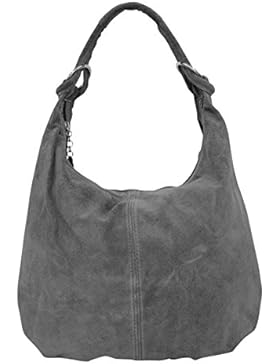 AMBRA Moda Damen Wildleder Schultertasch Damen Handtasche Hobo-Bags Shopper Beuteltaschen Veloursleder Suede Ledertasche...