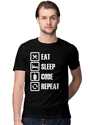 BLAK TEE Homme Eat Sleep Code Repeat Computer Programmer T-Shirt S