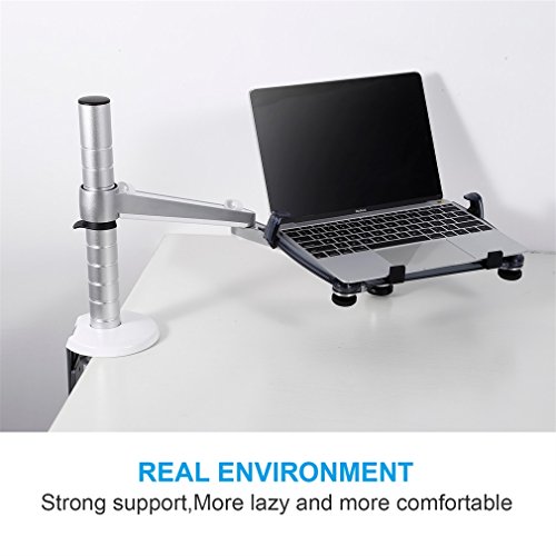 YKS Notebook Laptop Mount Silber Aluminium Universal Drehsystem Metall Skelett Basistabelle Halterung einarmige Monitor Stand OA-1S - 3