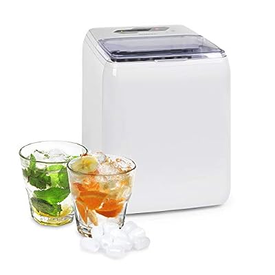 Klarstein Coolio - Machine à glaçons, Glace transparente, 20kg de glace par jour, Réservoir d'eau de 2,8l, Bac collecteur de 2l, AutoClean, Panneau de commande tactile, 2 Tailles des glaçons, Blanc